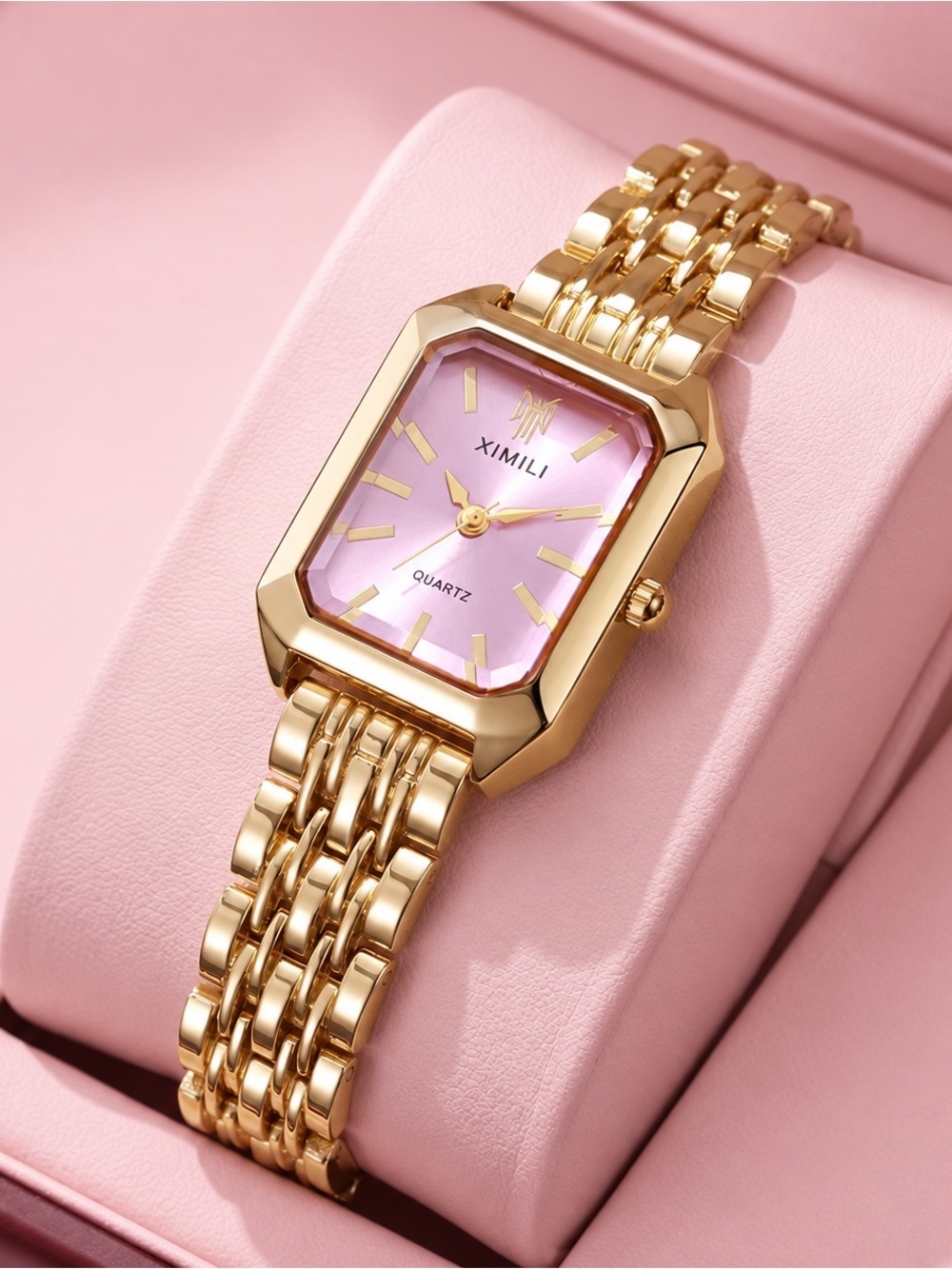 Women's Gold Watch with Pink Dial